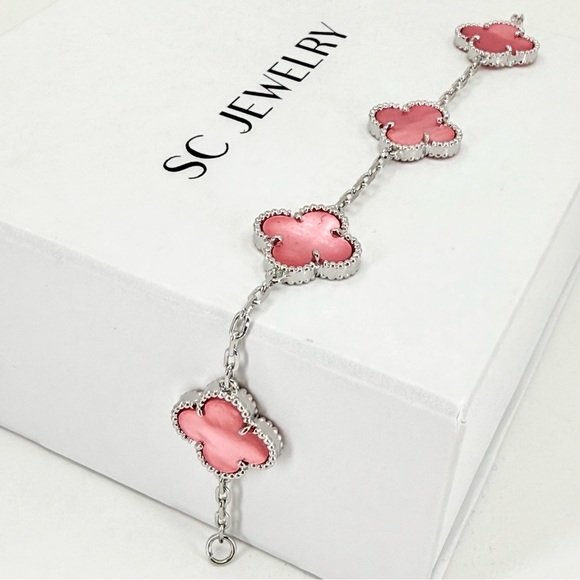 Clover BraceletPink Mother of Pearl SilverDouble Sided